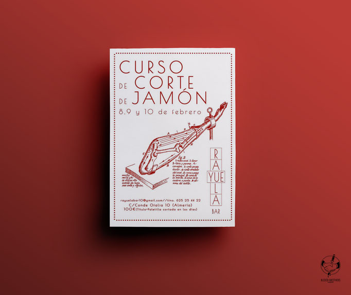 Cartel "Corte de jamón" (curso). Bar Rayuela.
