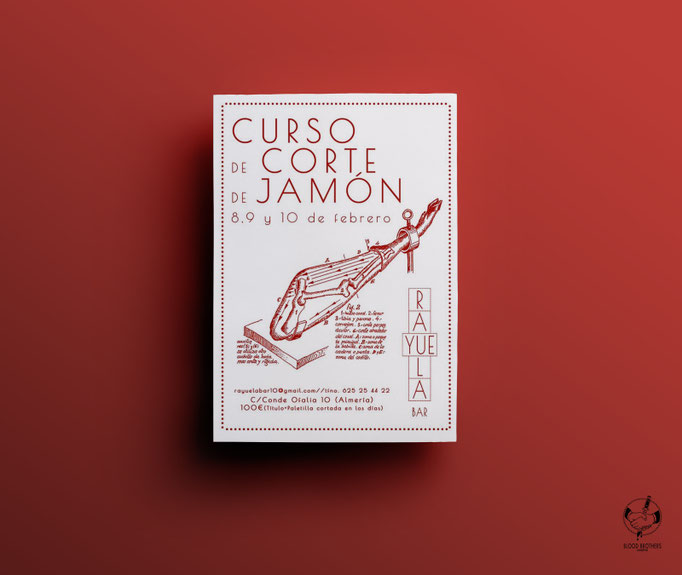 Cartel "Corte de jamón" (curso). Bar Rayuela.