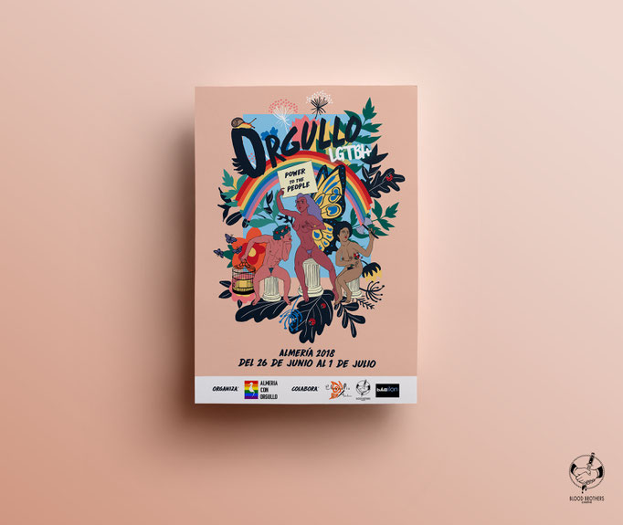 Cartel "Orgullo LGTBIQ+ 2018". Almería con Orgullo.
