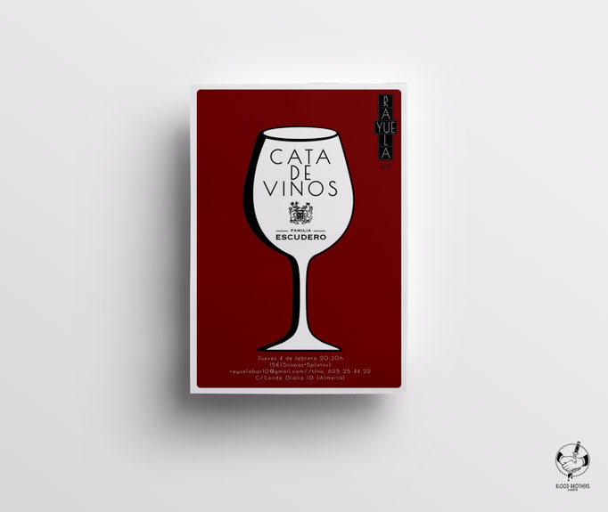 Cartel "Cata de vinos". Bar Rayuela.