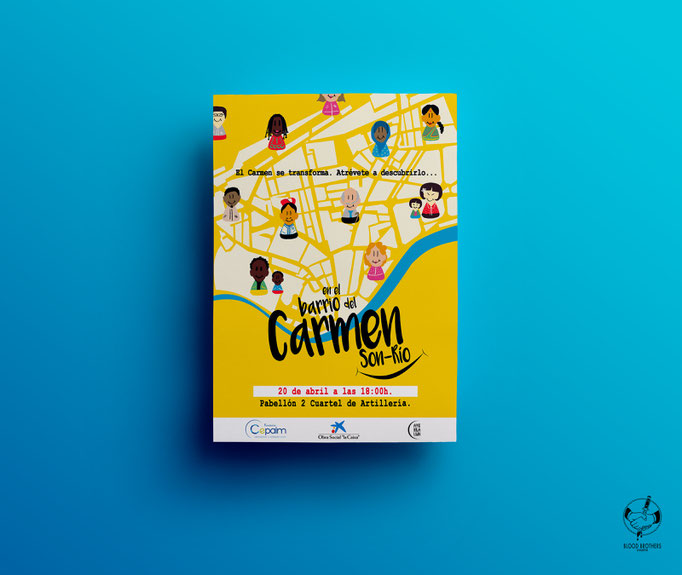 Cartel "En El Carmen son-río". Fundación Cepaim y Obra Social "la Caixa".