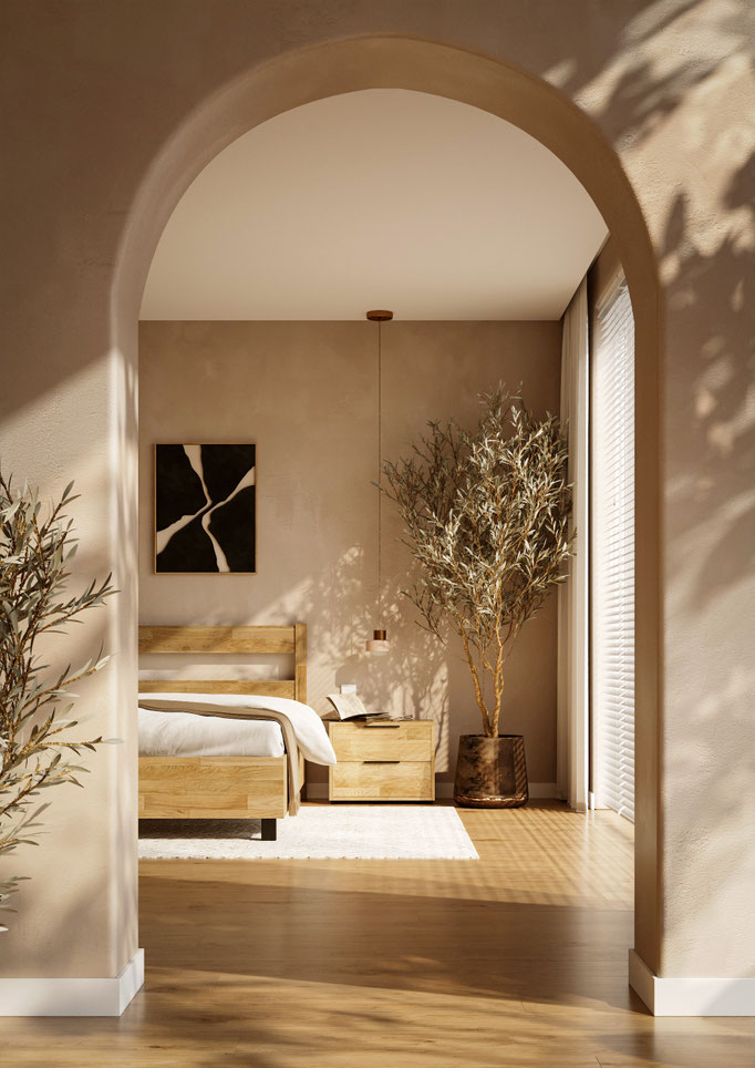luxury bedroom interior architectural visualization with soft daylight - Dionis Studio