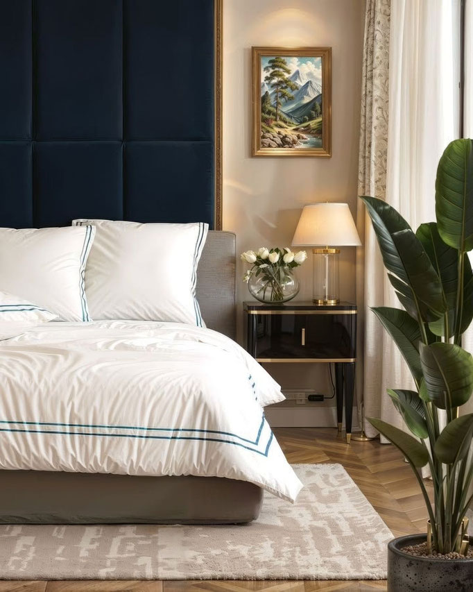 modern residential bedroom interior visualization with warm lighting - Dionis Studio