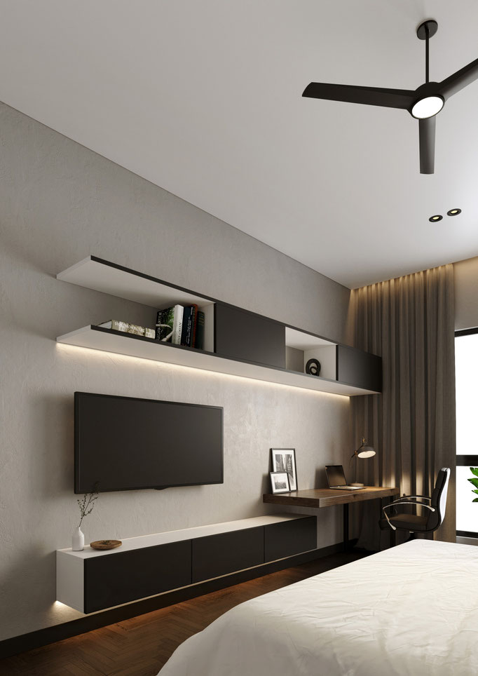 contemporary bedroom interior visualization for interior design studio - Dionis Studio