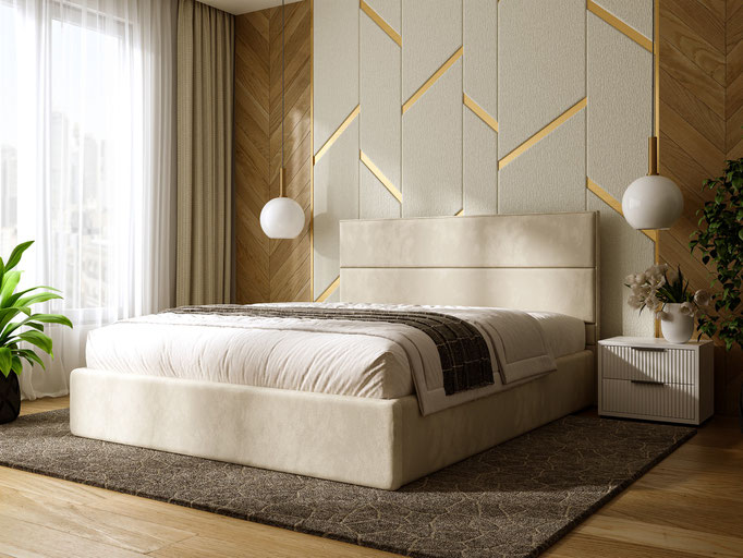 modern residential bedroom interior visualization with warm lighting - Dionis Studio