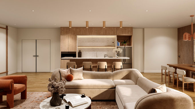 lifestyle kitchen interior architectural visualization for modern home - Dionis Studio