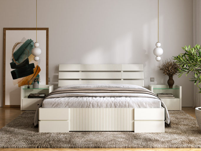 minimal bedroom interior rendering for residential architecture - Dionis Studio
