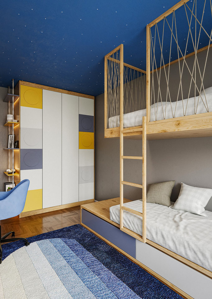 minimal bedroom interior rendering for residential architecture - Dionis Studio