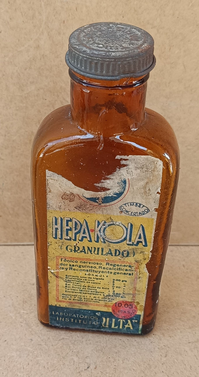 Botella antigua Hepa Kola. Ref GOY. 15x6x3