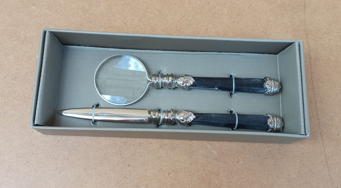 Lupa mango negro/plateado. Ref 1511574. 14,5x4,5 diámetro