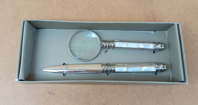 Lupa mango negro/plateado. Ref 1511013. 14,5x4,5 diámetro