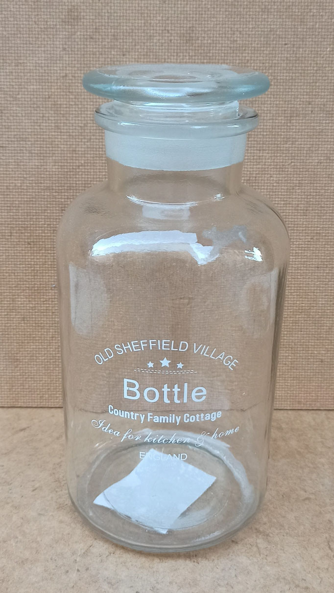Botella cristal con tapa. Ref 6GL0640. 21x10 diámetro