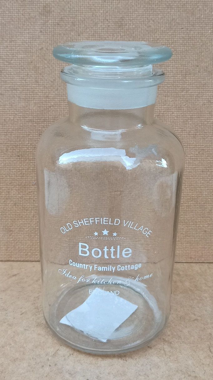 Botella cristal con tapa. Ref 6GL0640. 21x10 