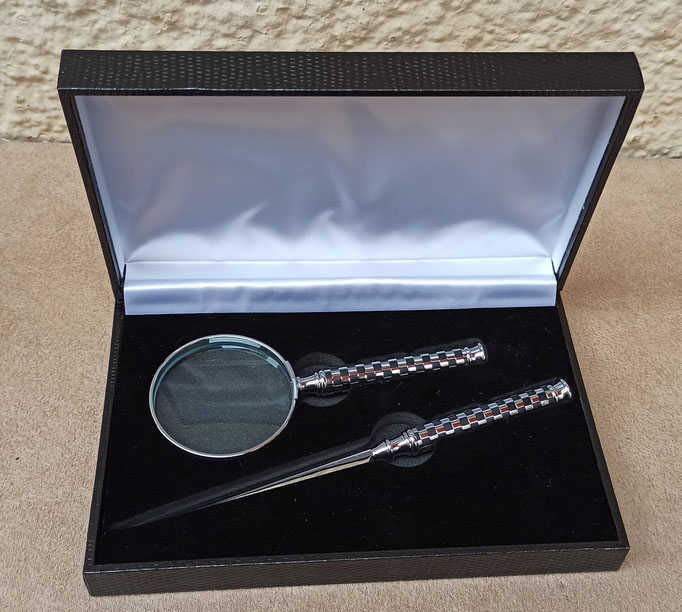 Conjunto lupa con abrecartas metal. 202007302. 12x5 diámetro