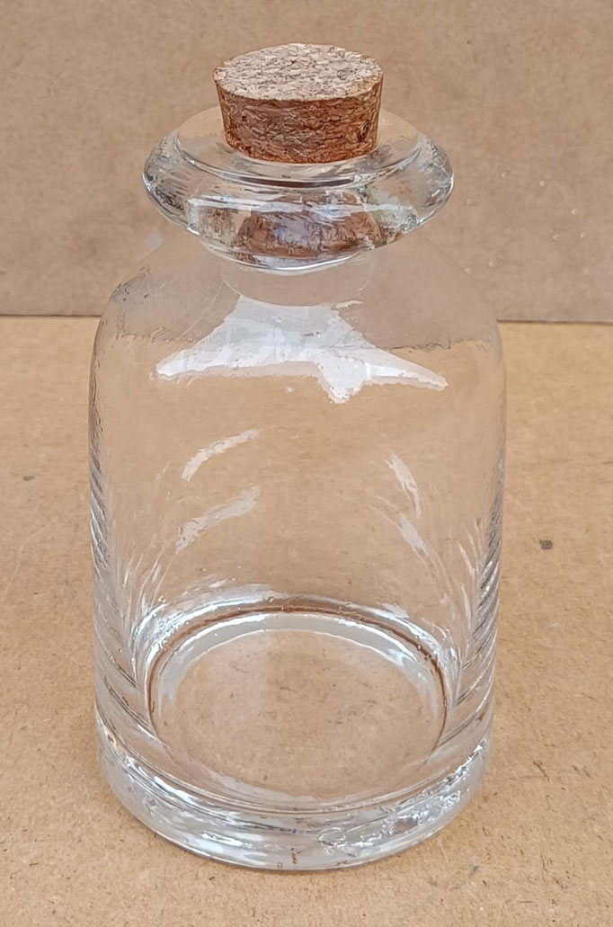 Frasco cristal tapón corcho. 13x7