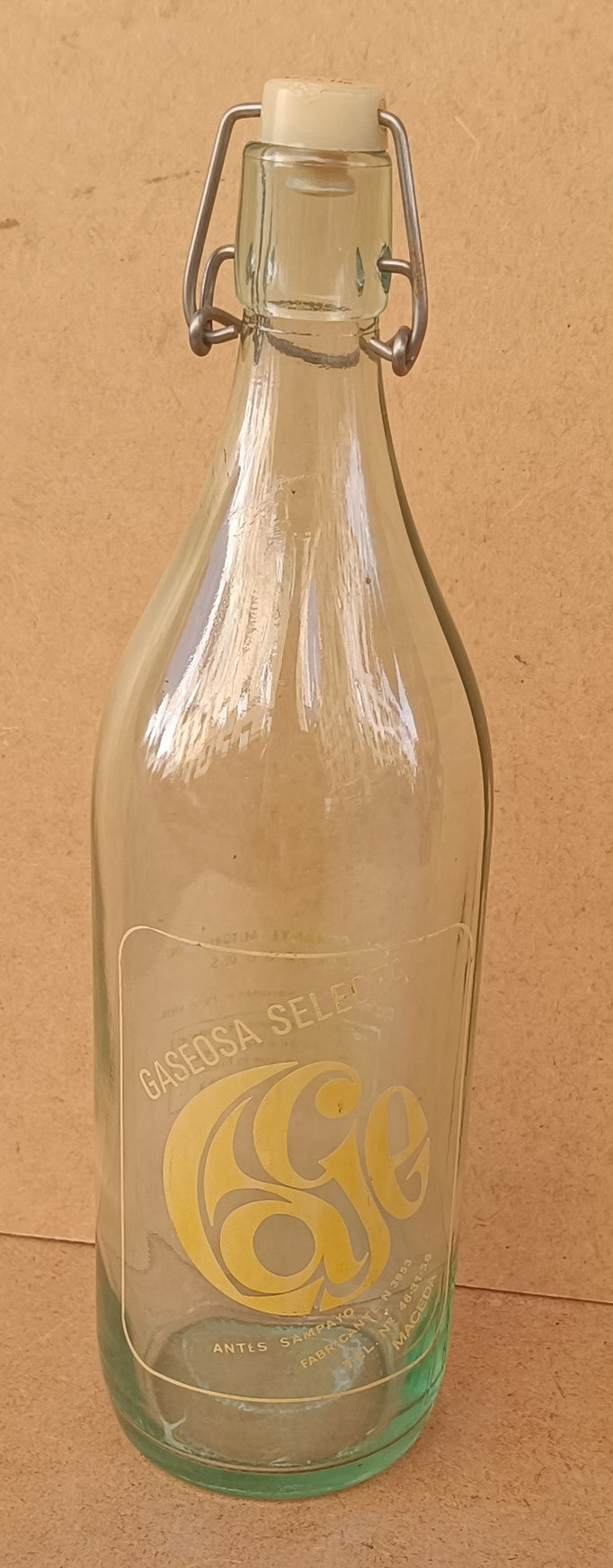 Botella antigua de gaseosa gallega Lage. Ref XNZ001. 32x9