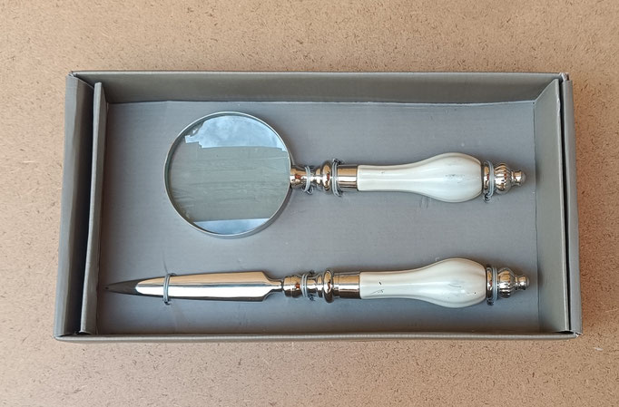 Lupa y abrecartas mango resina. Ref 1511043. 26x7,5