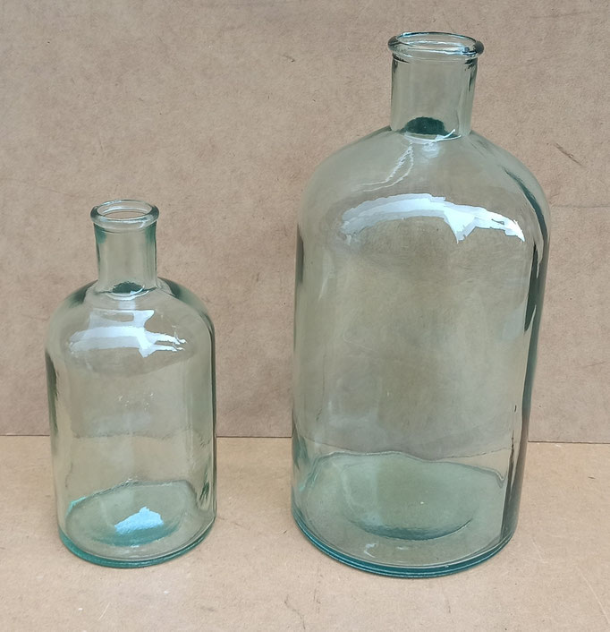 Botellas cristal. Pequeña ref 62648 (19x9). Grande ref 62646 (39x13)