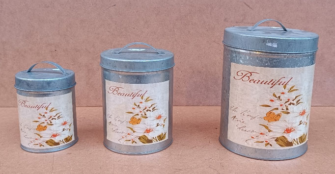 Bote zinc con tapa. Ref BM391. Grande 17x12. Mediano 13x10. Pequeño 10x7.