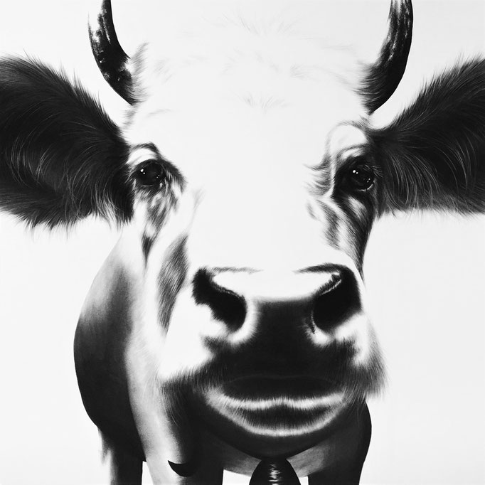 Sweet Swiss Cow | 2015 | 60 x 60cm | Charcoal on Fabriano-papier | Private Collection: Switzerland (Sold)