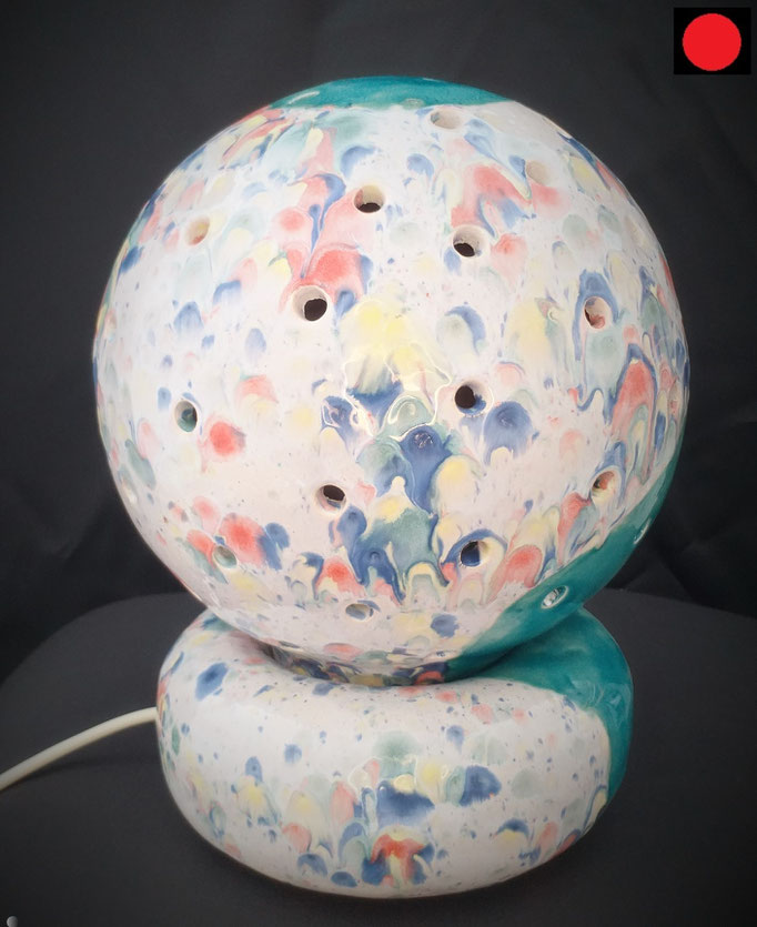 "Kugelleuchte 4" Keramik aus weißem Ton bunt glasiert, 28cm hoch