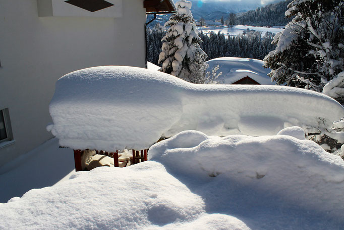 Unser Spielplatz ist im Schnee verschwunden - Jänner 2019 - Haus Löger Apartments - Windischgarsten