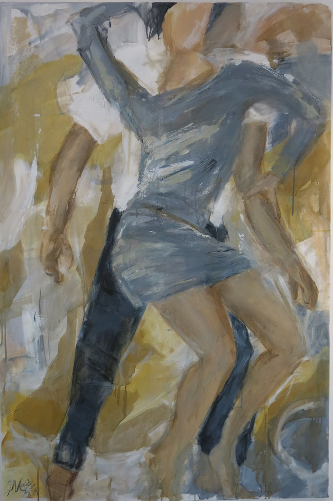 2015, Dancing Couple, H150 x B100, Acryl, Pigment, Kaffe auf LW (nicht verfügbar)