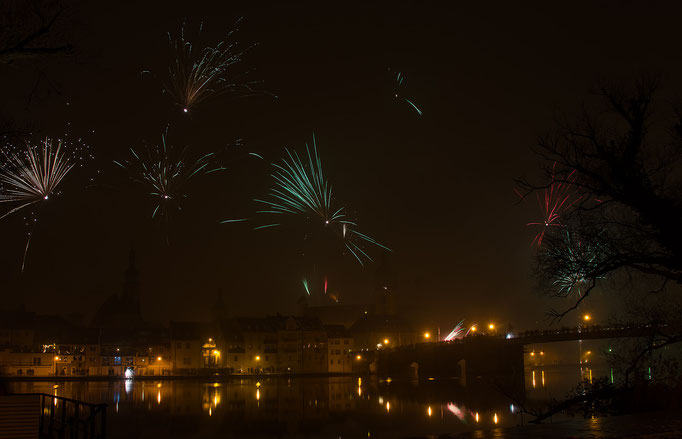 Kitzingen am Main, Feuerwerk zum Jahreswechsel 2014/15