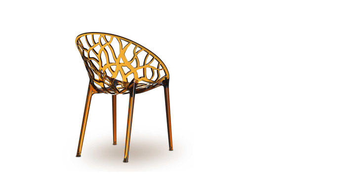 Atemberaubendes Design aus hochfestem Polyamid in Amber, der Plexiglas Stuhl NATURE.