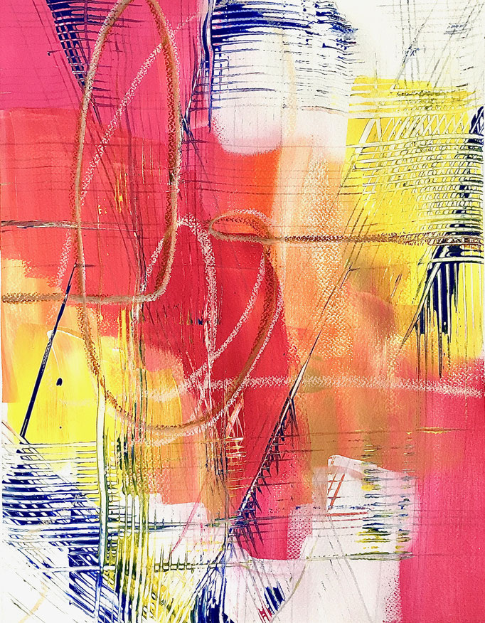 Circuit III, 2016, Gouache und Ölkreide auf Papier, 45x34.5 cm, CHF 350