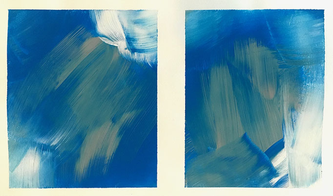 Blue Flash, 2013, Gouache auf Papier, 19x34 cm, CHF 80