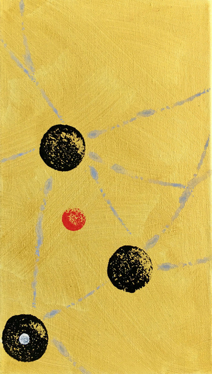 Planetensystem II, 2014, Acryl auf Leinwand (auf Keilrahmen), 33x19 cm, CHF 450