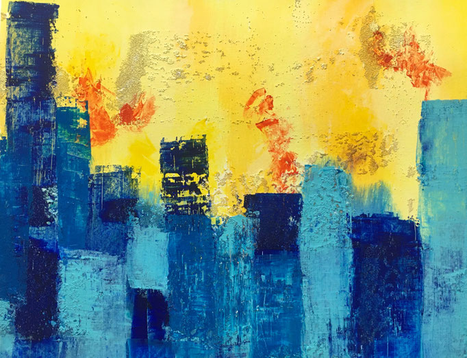 Los Angeles III, 2016, Acryl und Sand auf Papier, 38x48 cm, CHF 550