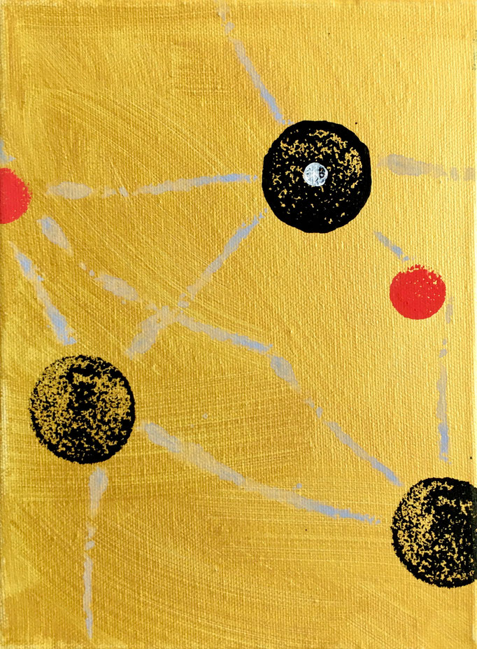Planetensystem III, 2014, Acryl auf Leinwand (auf Keilrahmen), 24x18 cm, CHF 350