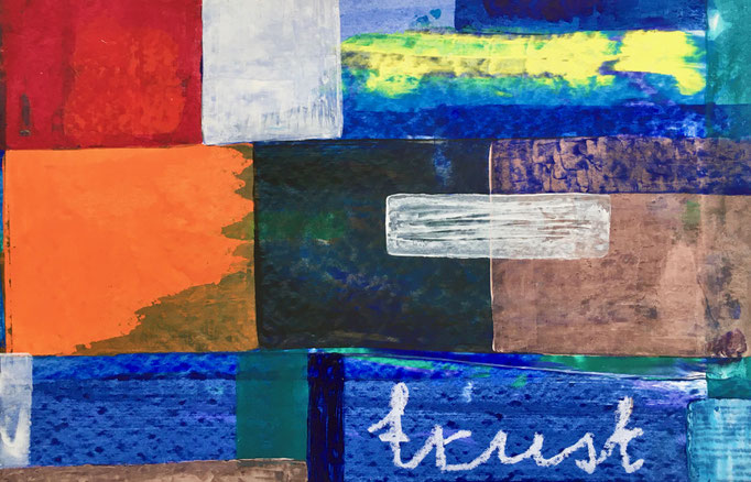 Trust, 2020, Acryl und Ölkreide auf Papier, 32x50 cm, CHF 600