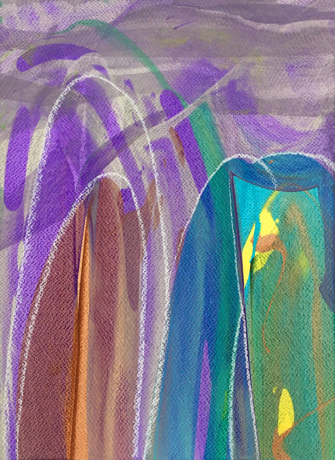 Gespräch, Gouache und Pastellkreide auf Papier, 37x26.5 cm, CHF 220