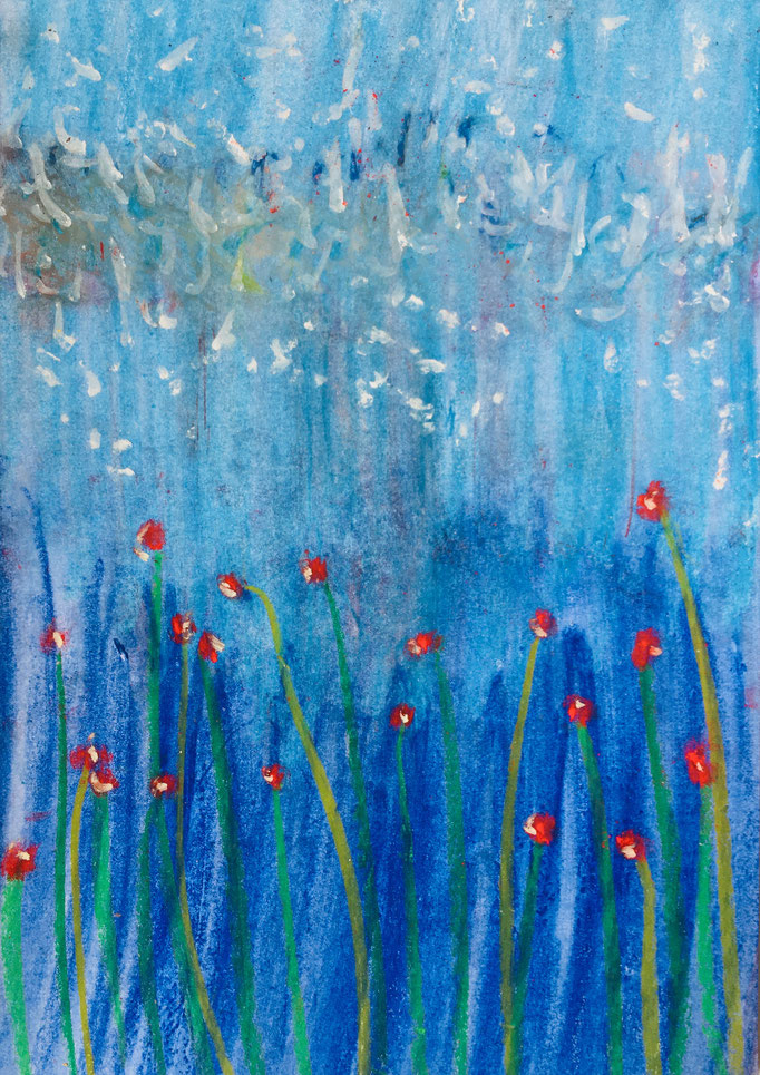Frühlingsanfang, 2013, Gouache und Pastellkreide auf Papier, 29.5x21 cm, CHF 500