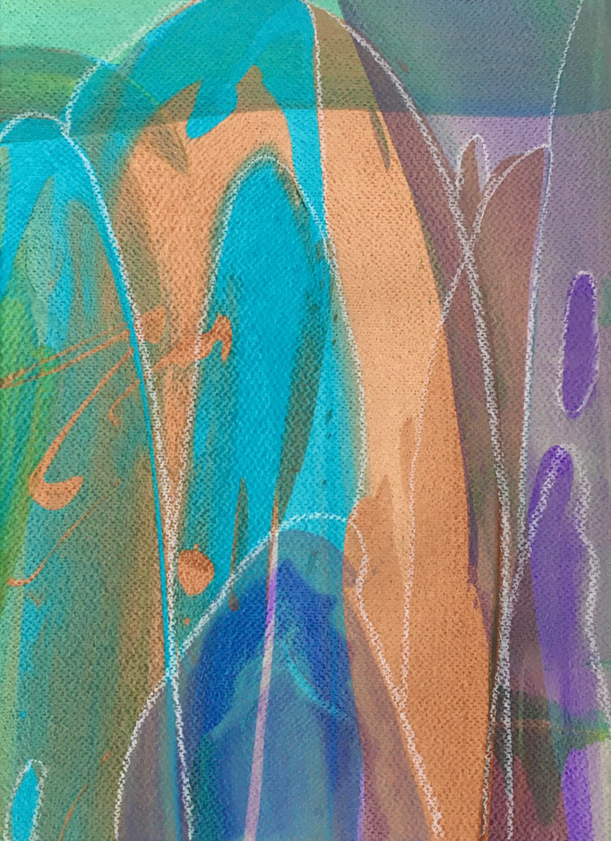 Mädchen in Violett, Gouache und Pastellkreide auf Papier, 37x26.5 cm, CHF 220