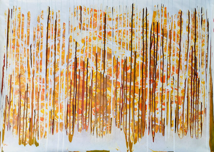 Schneetreiben im Herbst, 2020, Acryl auf Papier, 69x97 cm, CHF 450