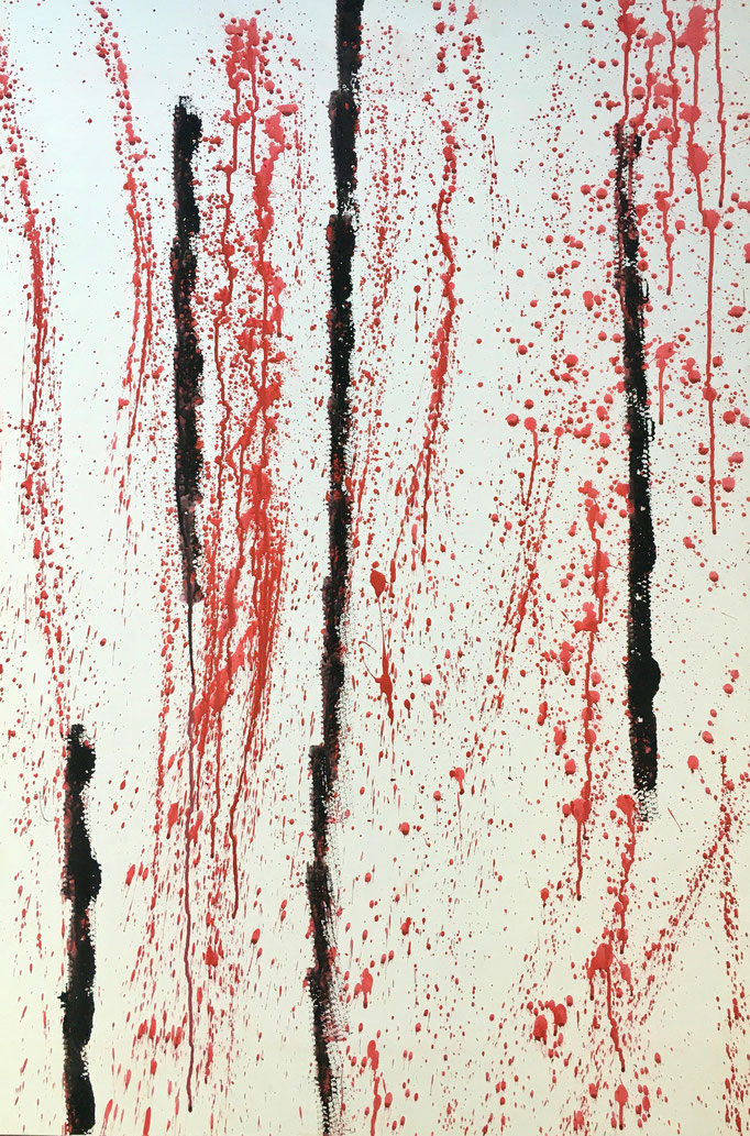 Walfang im Schneetreiben, 2006, Gouache auf Papier auf Spanplatte, 97x65 cm, CHF 350