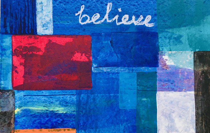 Believe, 2020, Acryl und Ölkreide auf Papier, 32x50 cm, CHF 600