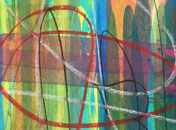 Follow the Red Line II, 2019, Gouache und Pastellkreide auf Papier, 27.5x37.5 cm, CHF 200