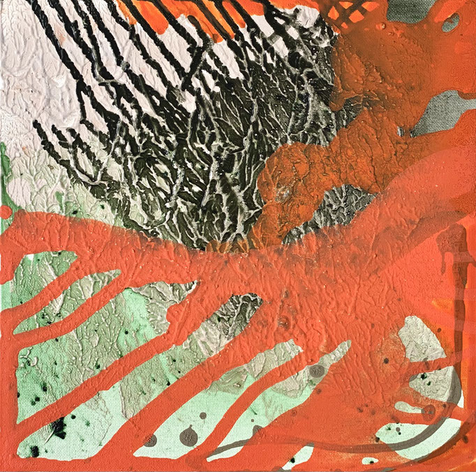 Livly Peace II, 2022, Acryl und Strukturpaste auf Malpappe mit Leinwandtuch, 30x30 cm, verkauft