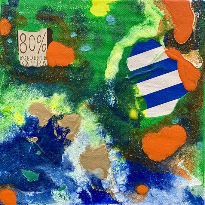 México II, 2022, Acryl, Kohle und Collage auf Leinwand (auf Keilrahmen), 20x20 cm CHF 790