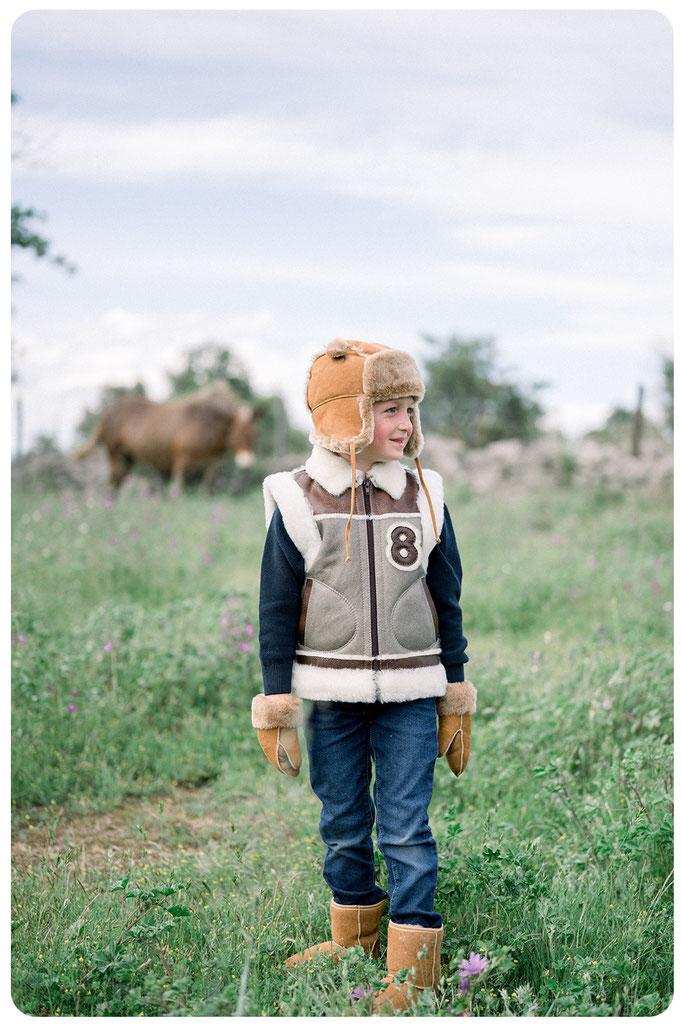 gilet en peau de mouton retournée enfant peau lainée double face veste sans manche gilet doublé mouton garçon enfant