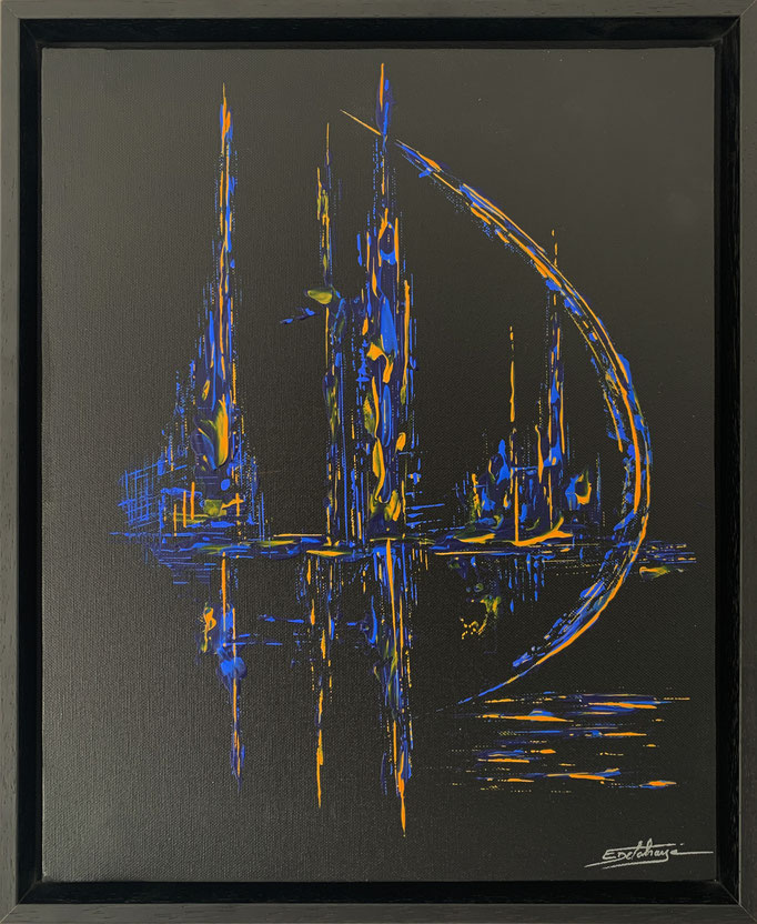 Sensibilités - Eric Delahaye - acrylique au couteau sur toile - 33x41 cm - série Vibrations
