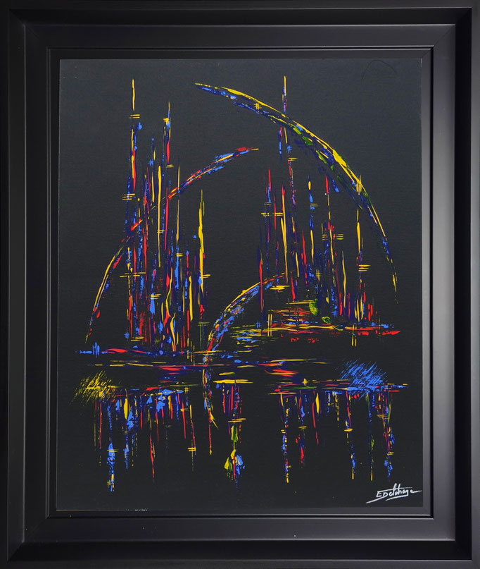 Divertissant - Eric Delahaye - acrylique au couteau sur toile - 33x41 cm - série Vibrations