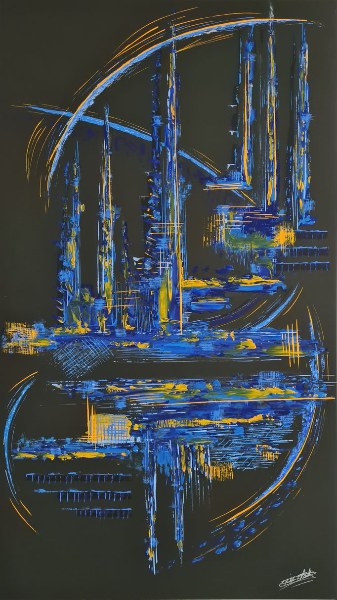 Renaissance - Eric Delahaye - acrylique au couteau sur toile - 60x120 cm - série Vibrations