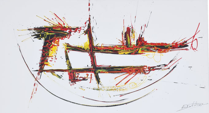 Naissance d'une rumeur - Eric Delahaye - acrylique sur toile - 40x80 cm - série Effusion
