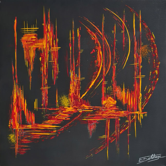 Intimité - Eric Delahaye - acrylique au couteau sur toile - 40x40 cm - série Vibrations